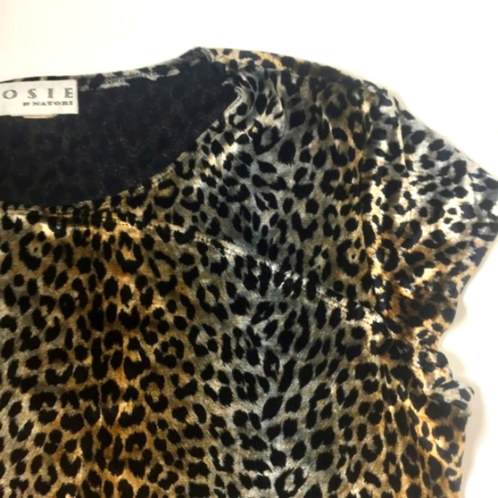 Vintage Josie By Natori Velvet Leopard Crop Top